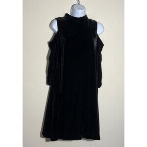 Tyler Boe Velvet Cold Shoulder Mock Neck Dress S  Black Elegant Party Cocktail S